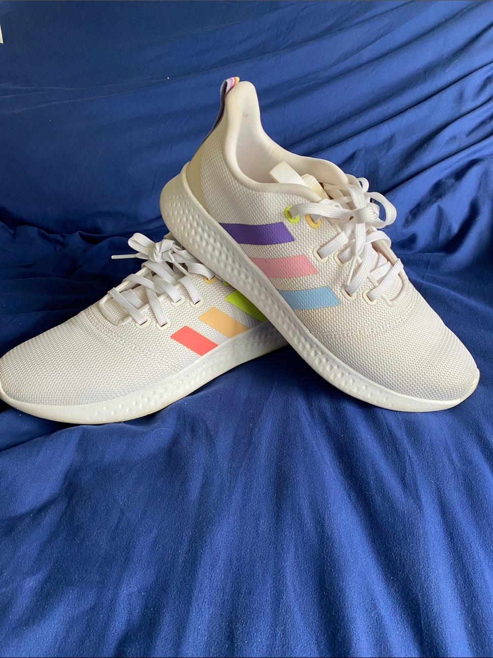 Adidas Puremotion Pride White Running Shoes Multi-Color Rainbow Stripes 9.5
